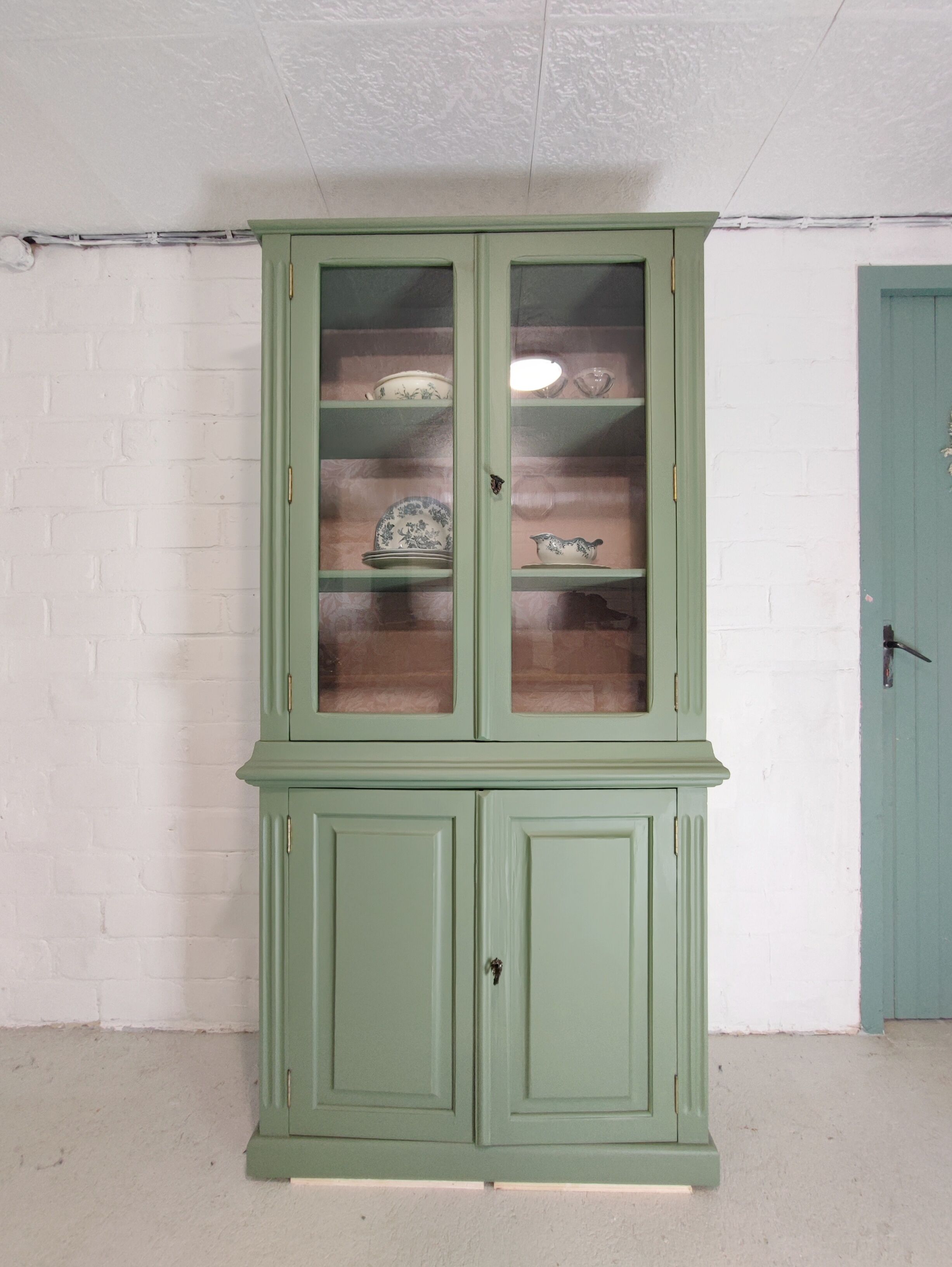 English green glazed sideboard