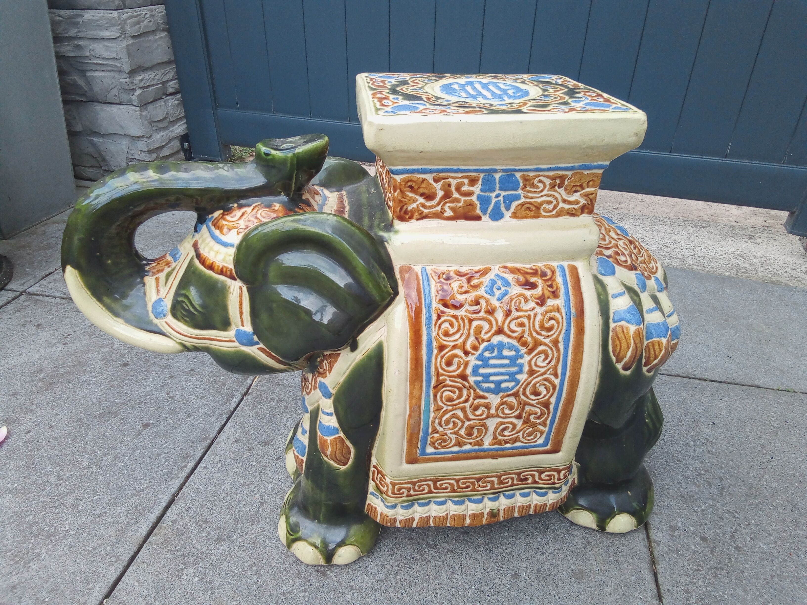 Elephant earthenware plant holder 1960