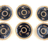 6 cups blue Gien Renaissance coffee