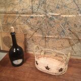 Basket with metal and wicker handles
