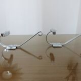 Pair of chrome metal coat hooks from the 1970s.