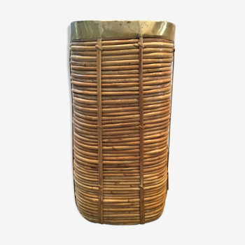 Umbrella stand in rattan and brass 60s/70s