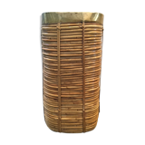 Umbrella stand in rattan and brass 60s/70s