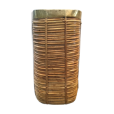 Umbrella stand in rattan and brass 60s/70s