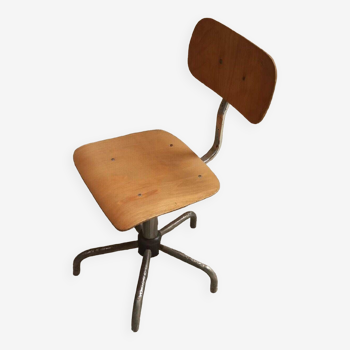 Chaise tabouret industrielle réglable années 1960/70 design vintage en fer