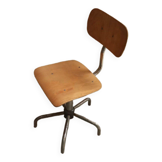 Chaise tabouret industrielle réglable années 1960/70 design vintage en fer