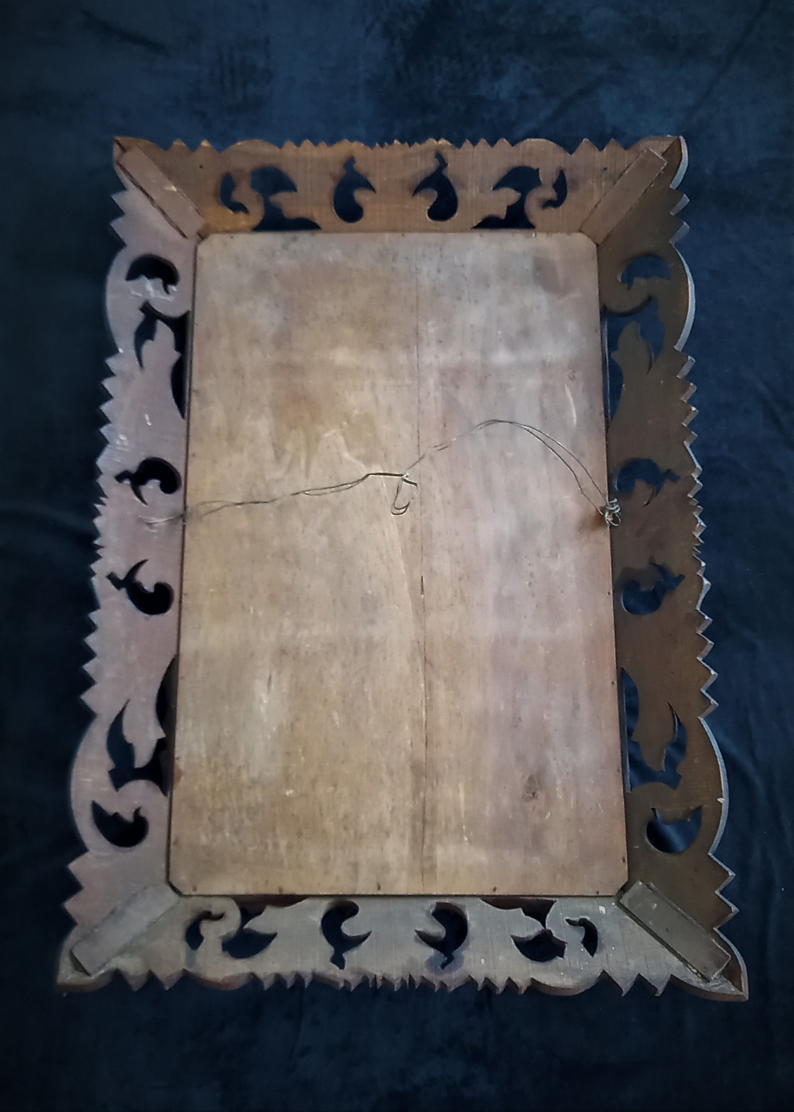 Antique oak mirror carved baroque style