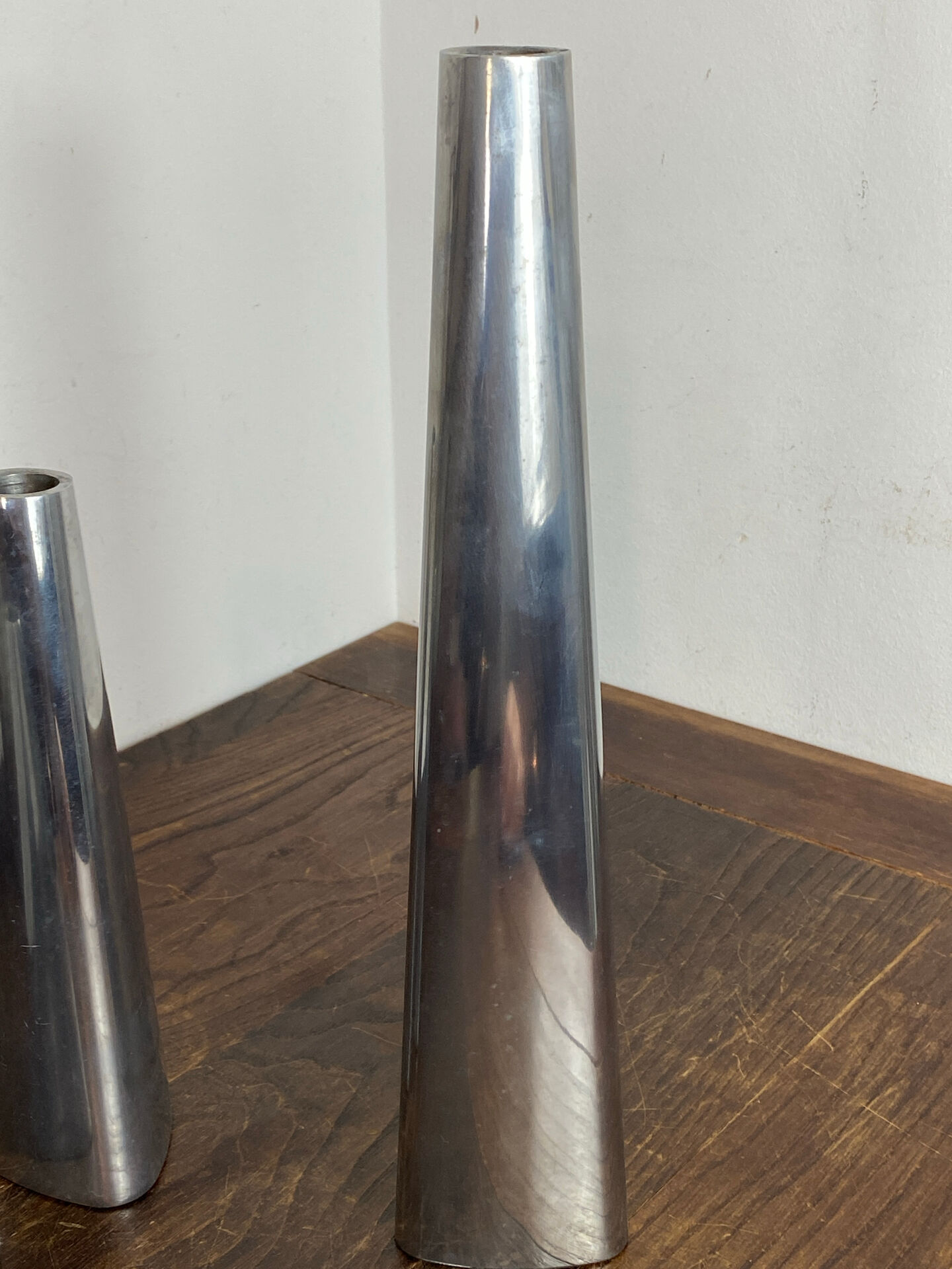 Polished aluminium candle holders, Ehlen Johansson
