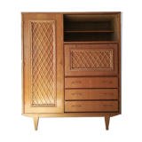 Vintage secretary furniture with rattan
