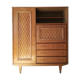 Meuble secrétaire vintage avec rotin