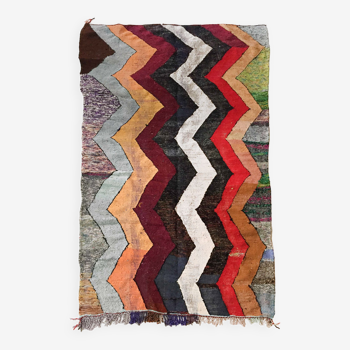 Berber carpet Kilim Boucherouite graphic multicolored 287x152cm