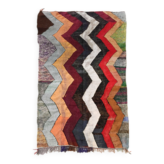 Tapis berbère Kilim Boucherouite graphique multicolore 287x152cm