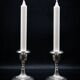 Pair of Small Antique Silver Metal Candlesticks - Fluted Base