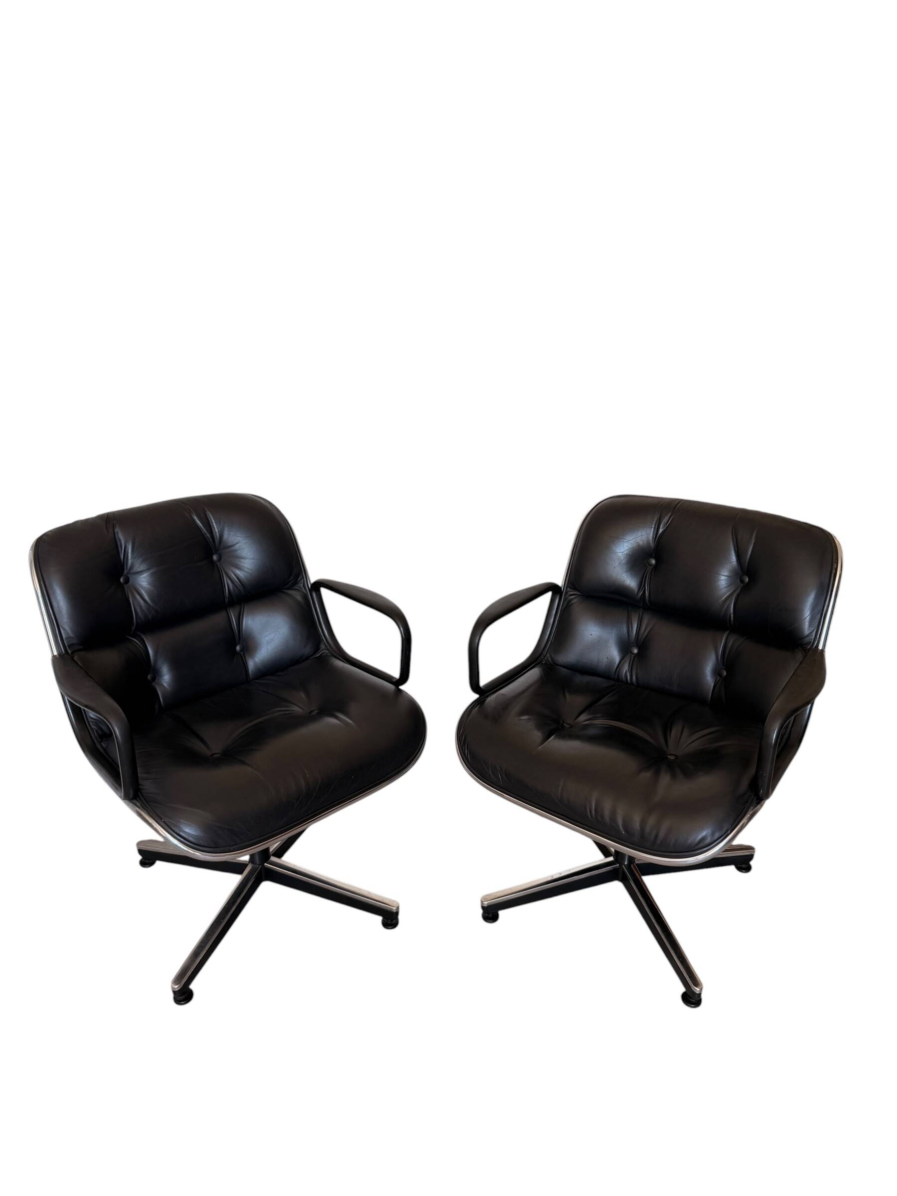 Paire de Fauteuils "Executive" Pollock pour Knoll - Cuir Noir