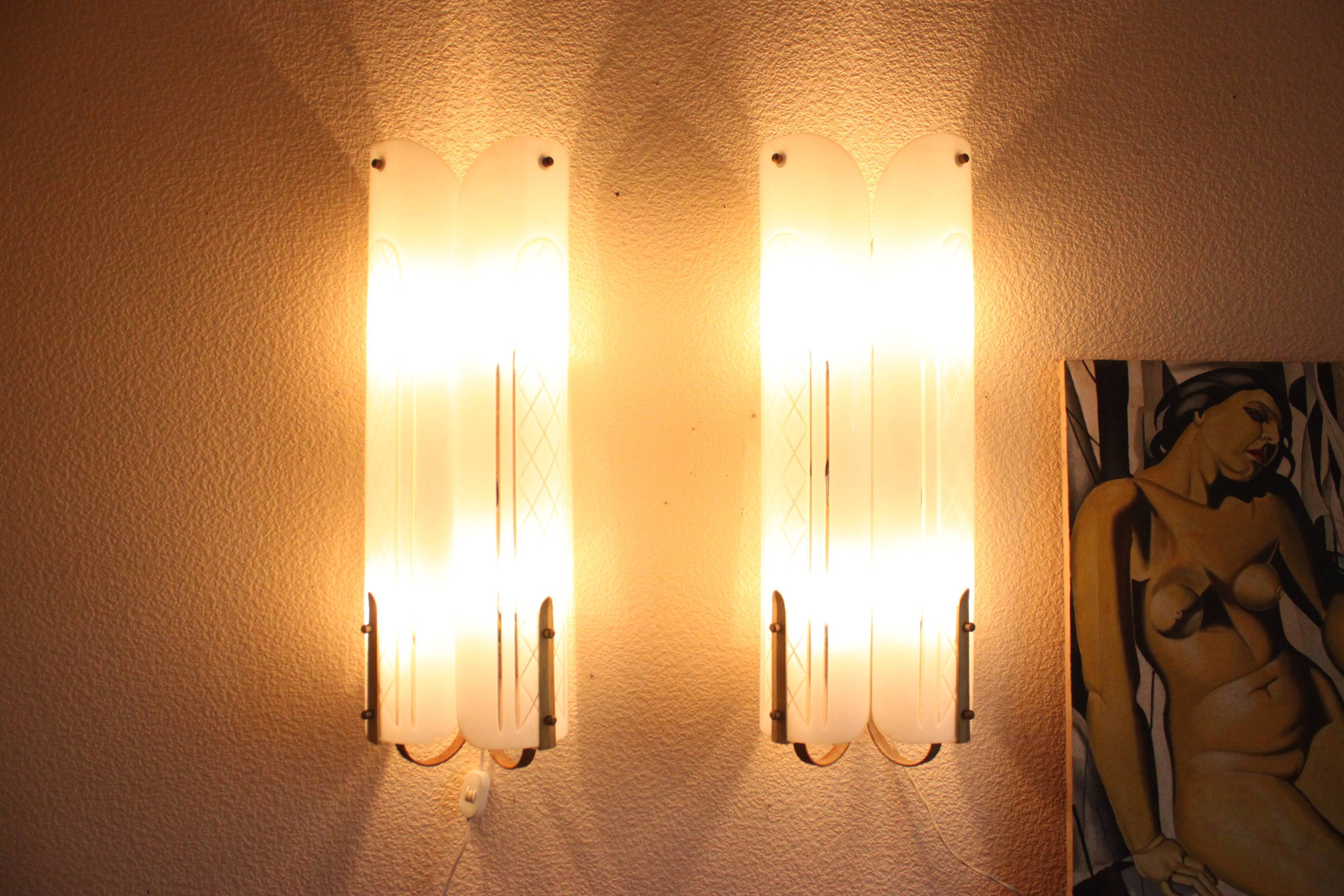 Art Deco wall lamps from cinema, vintage