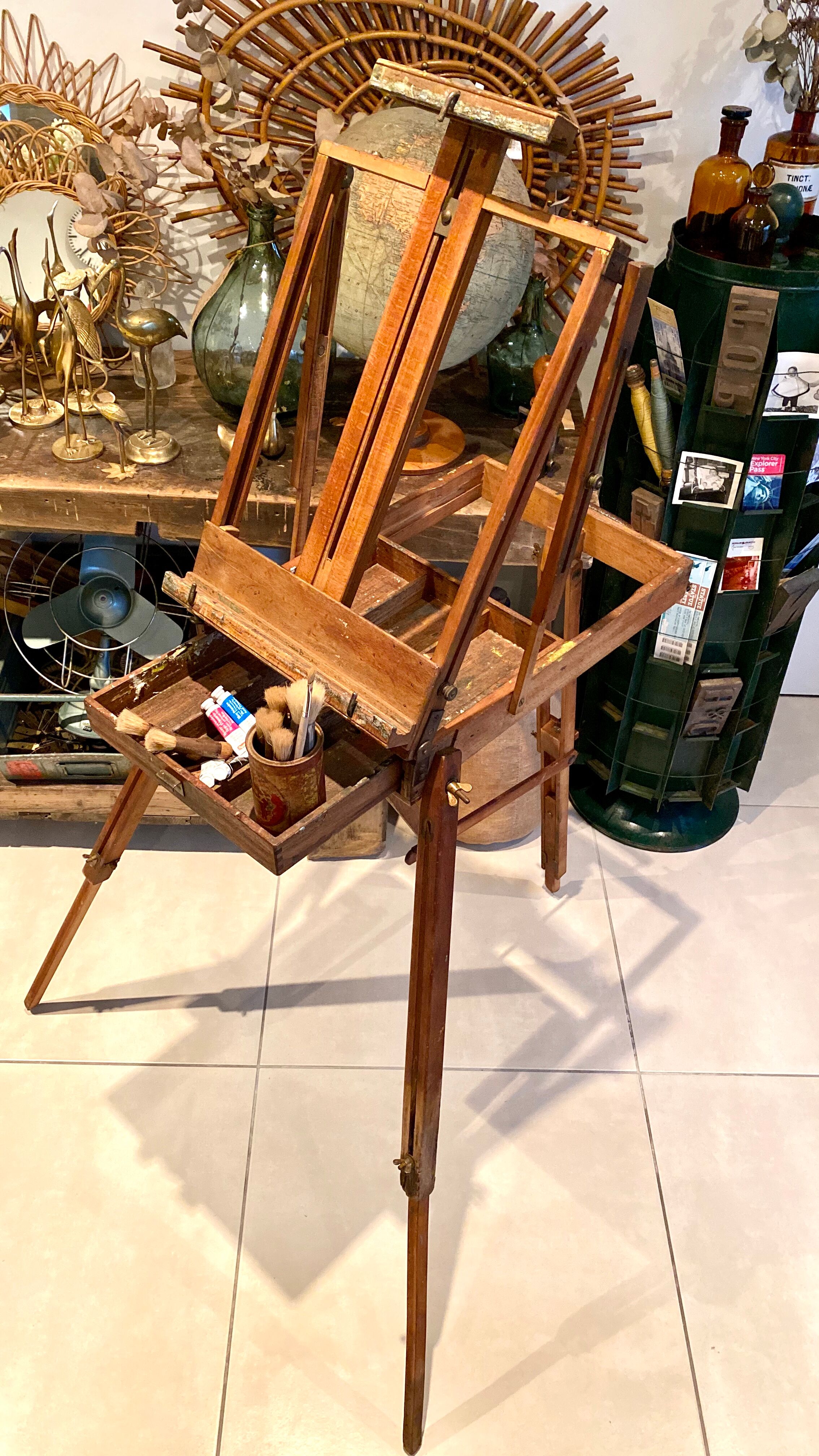 Old collapsible wooden painter's easel