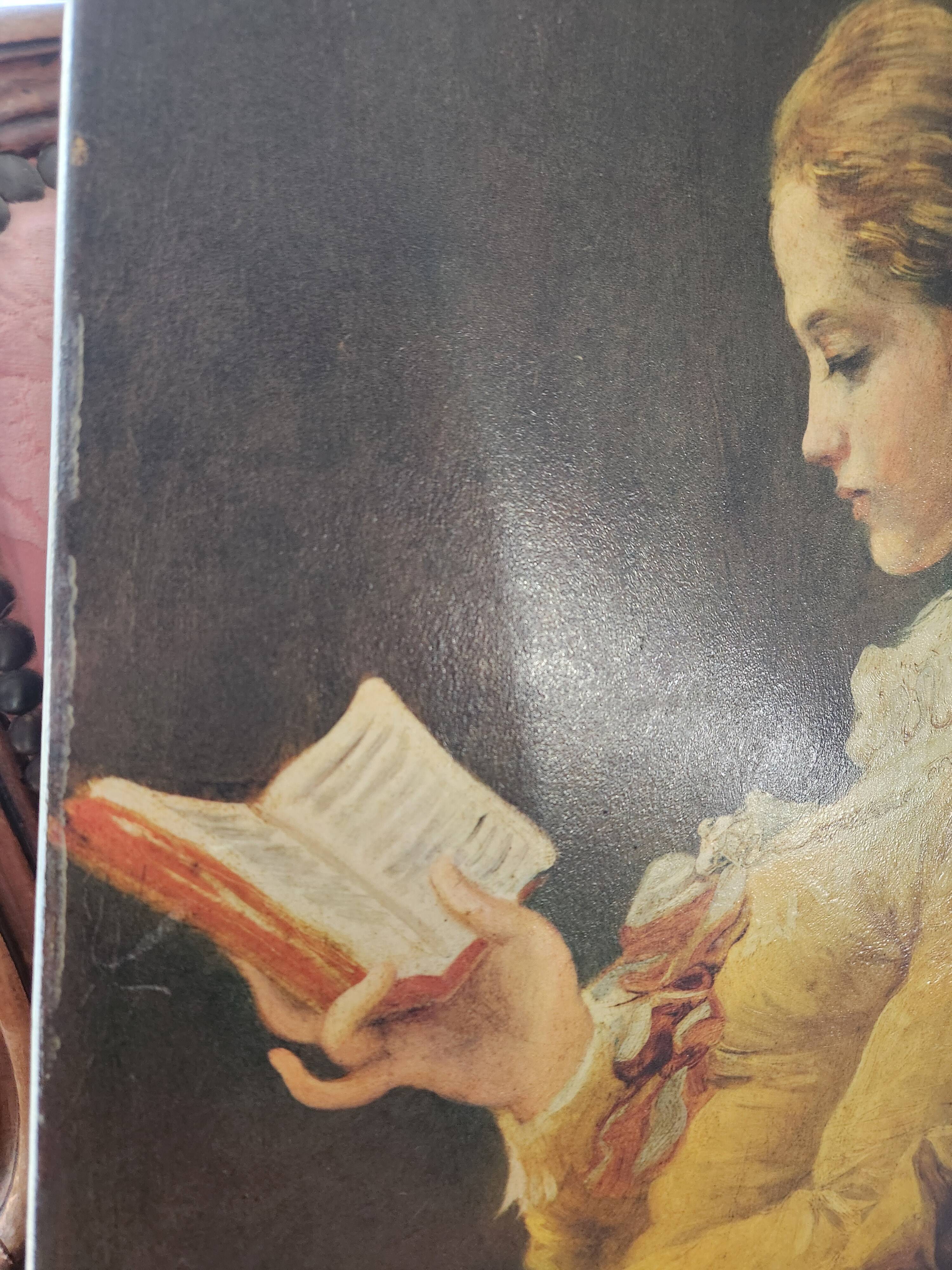 Old Table "The Reader" – Oil on Canvas – 18th Century Style