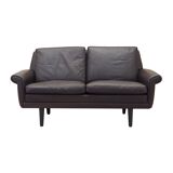 Canapé en cuir marron, design danois, années 60, designer : Aage Christiansen, manu