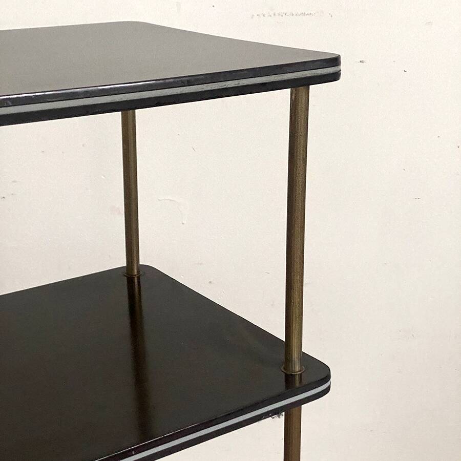 Table d'appoint en laiton et mélaminé, années 50's