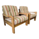 Set of 2 vintage wooden armchairs / chairs / seats