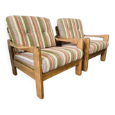 Set of 2 vintage wooden armchairs / chairs / seats