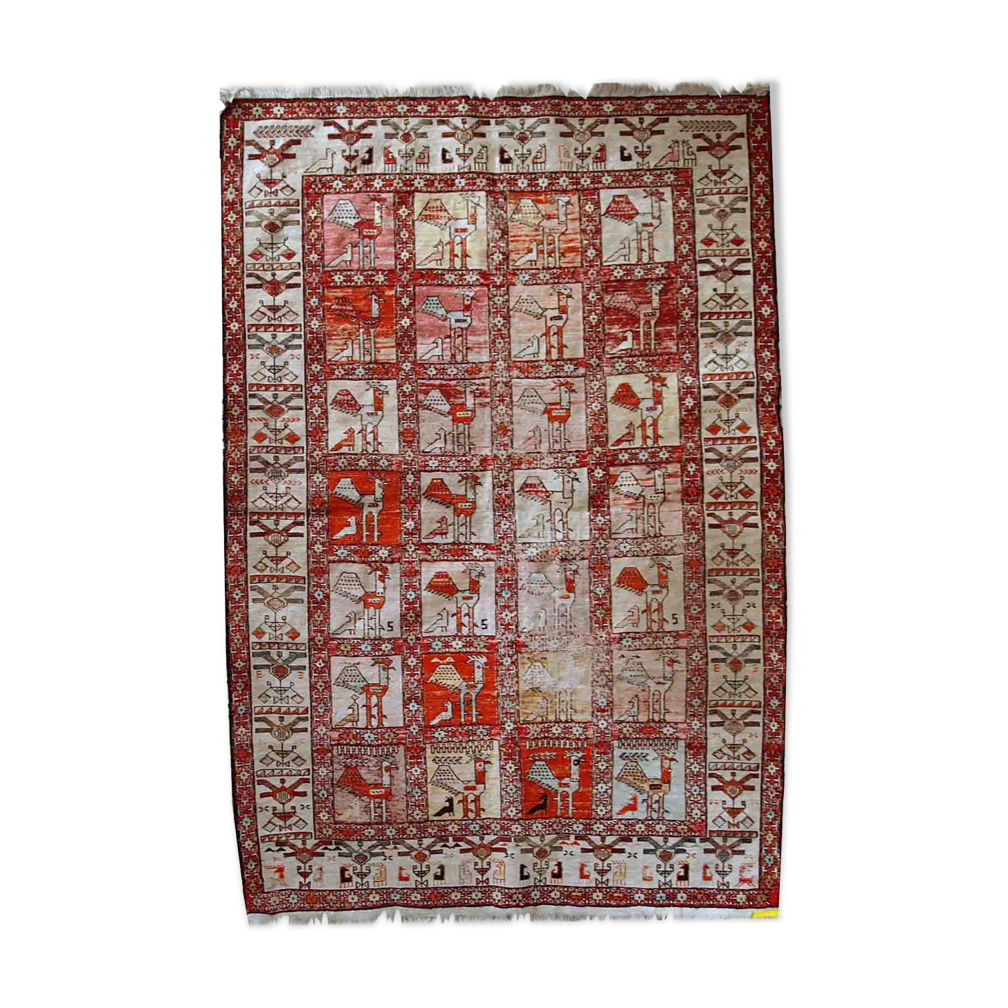 Vintage oriental handmade carpet 125cm x 183cm 1960s, 1c483