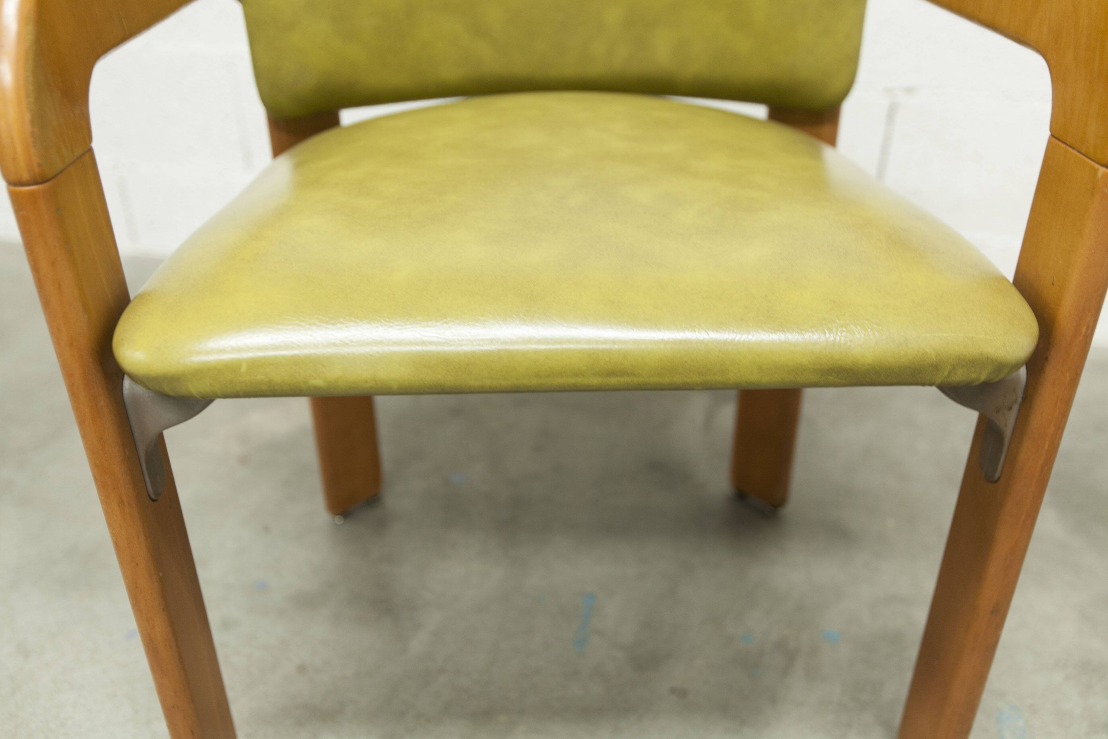 Bruno Rey solid beech bridge armchair for Dietiker 1960 green