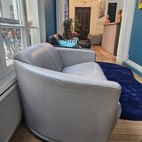 3 seater sofa, 2 seater and an armchair in grey leather Very thick Calia Italia