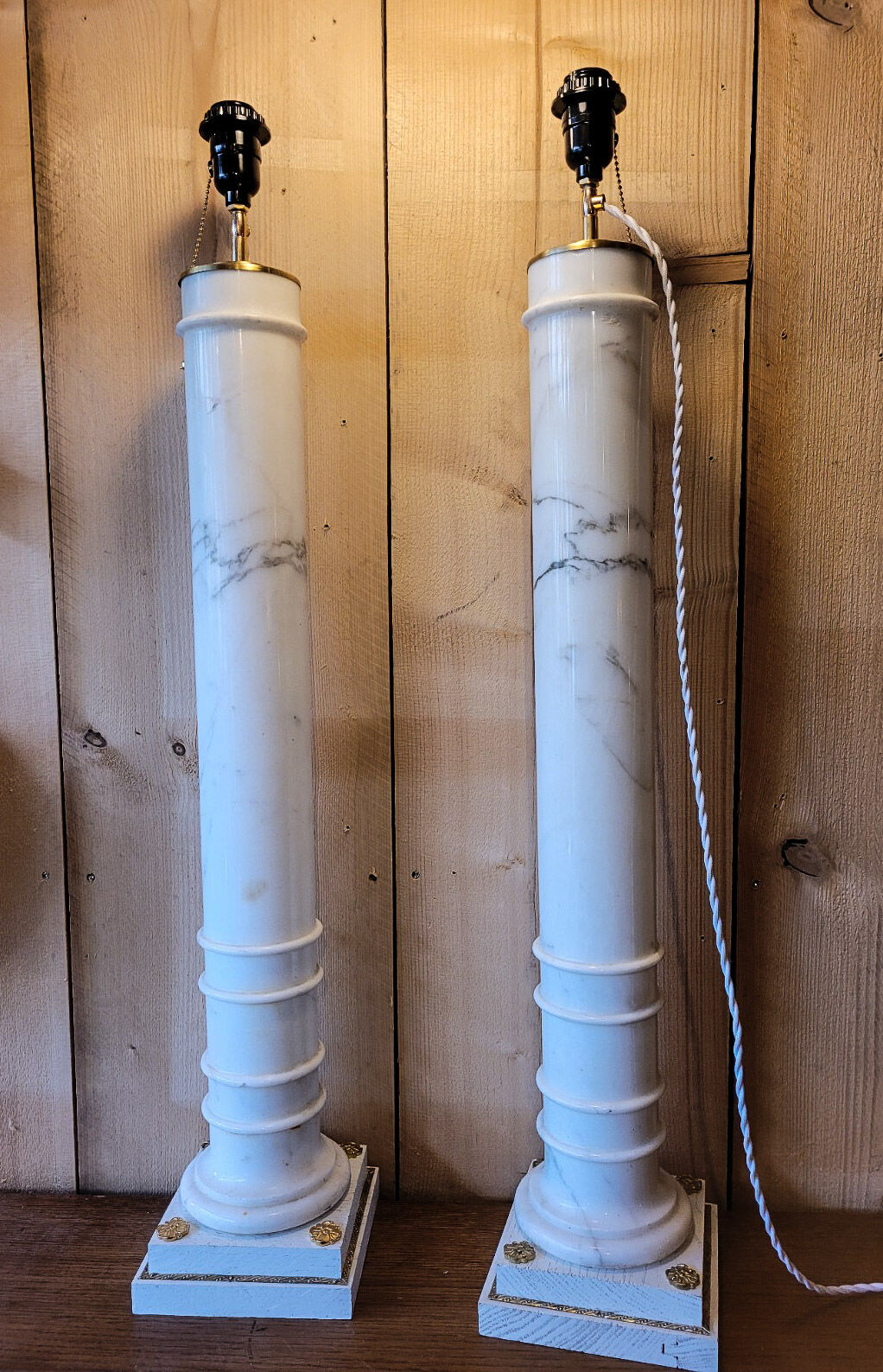 Pair of marble lamps