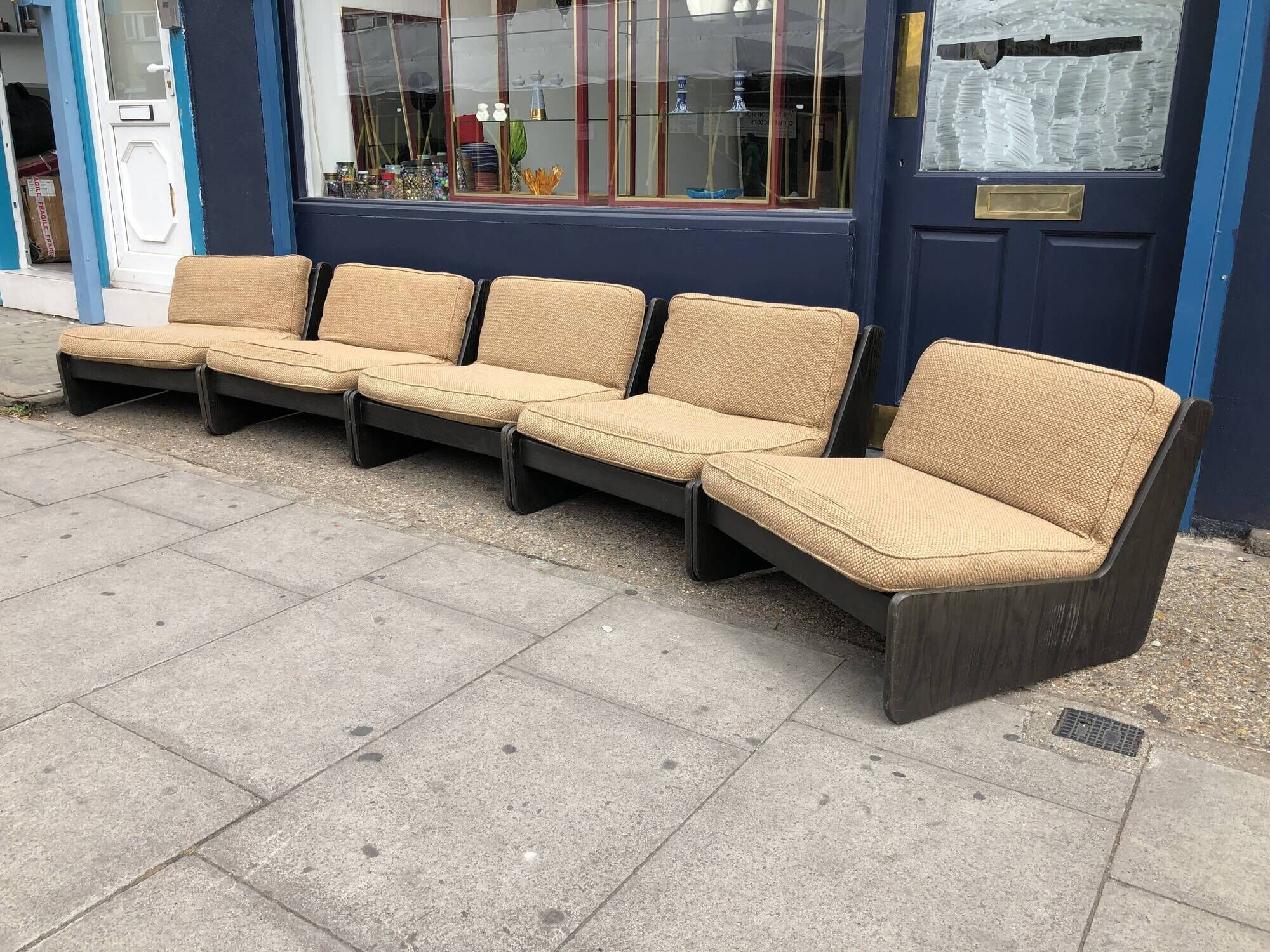 2 carl straub modular lounge armchairs vintage 1970s boucle sofa midcentury 1960s