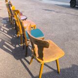Set of 6 mismatched vintage wooden bistro chairs