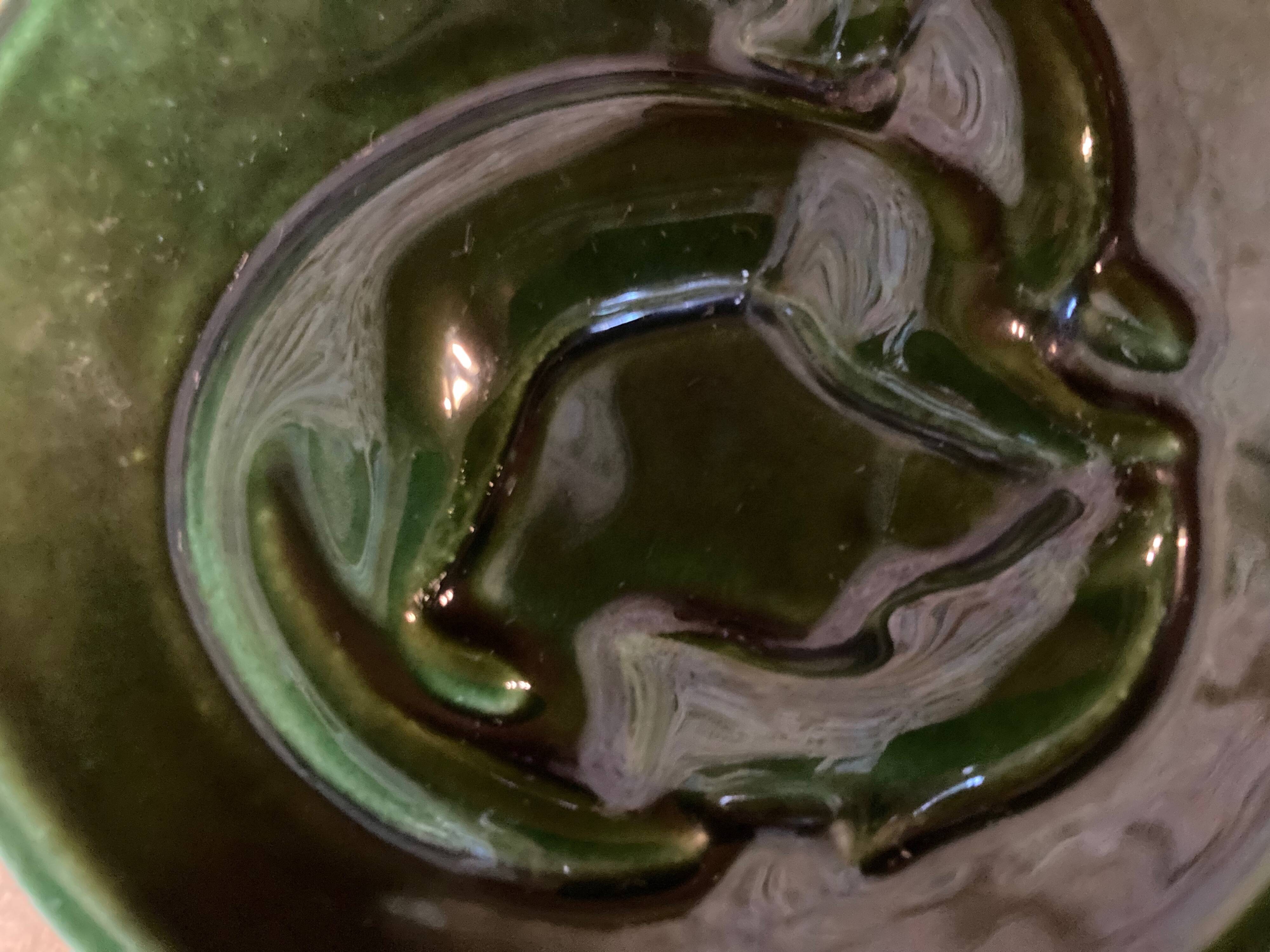 Pocket tray or ashtray with otter and fish in enameled cast iron, Finland, 1960s