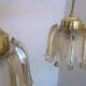 Set of 5 Doria  pendant lights in brass and amber-coloured glass, 1960s