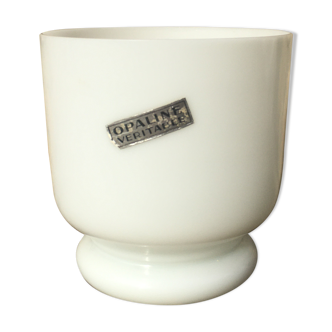 Cache pot en opaline blanche