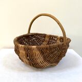 Old handmade basket in woven wicker