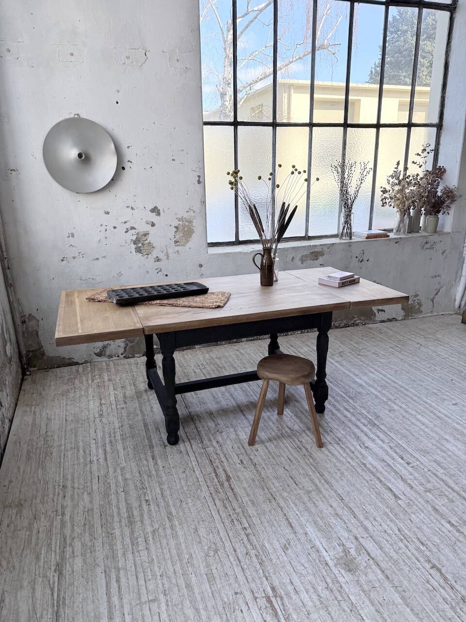 Table de ferme en chêne avec rallonges