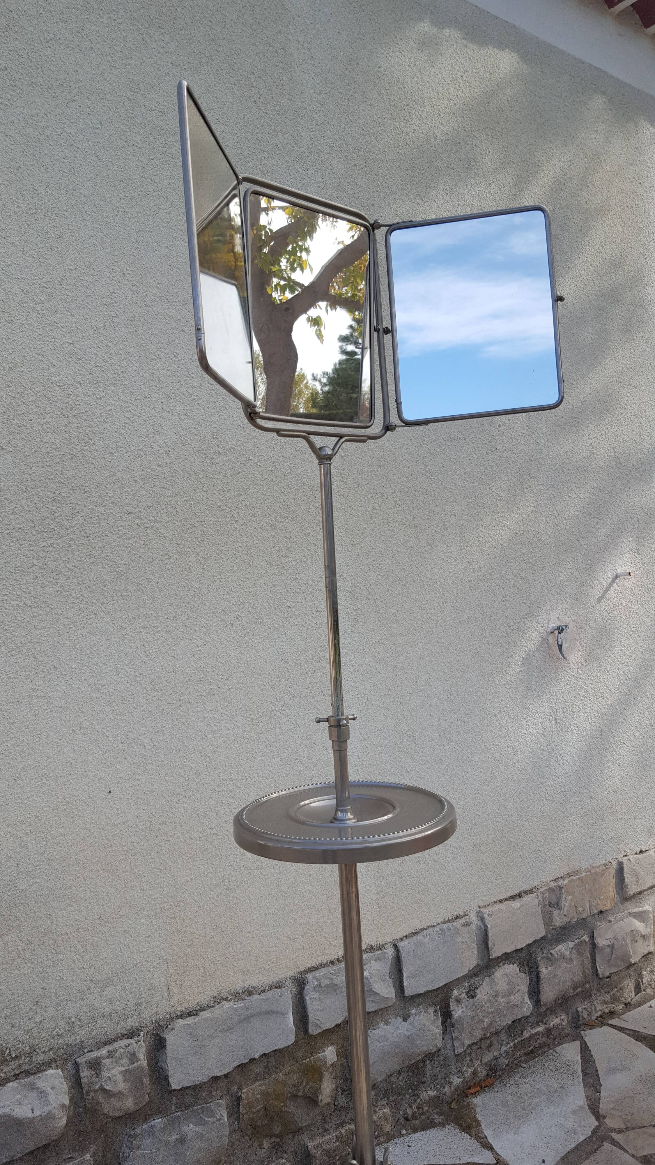 Miroir de barbier sur pied triptyque début XXème