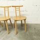 Set of 3 minimalist chairs in light wood 1980 Italy