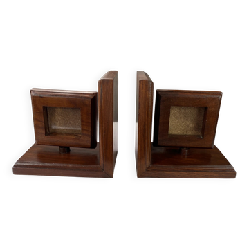 Pair of bookends, solid wood photo frames