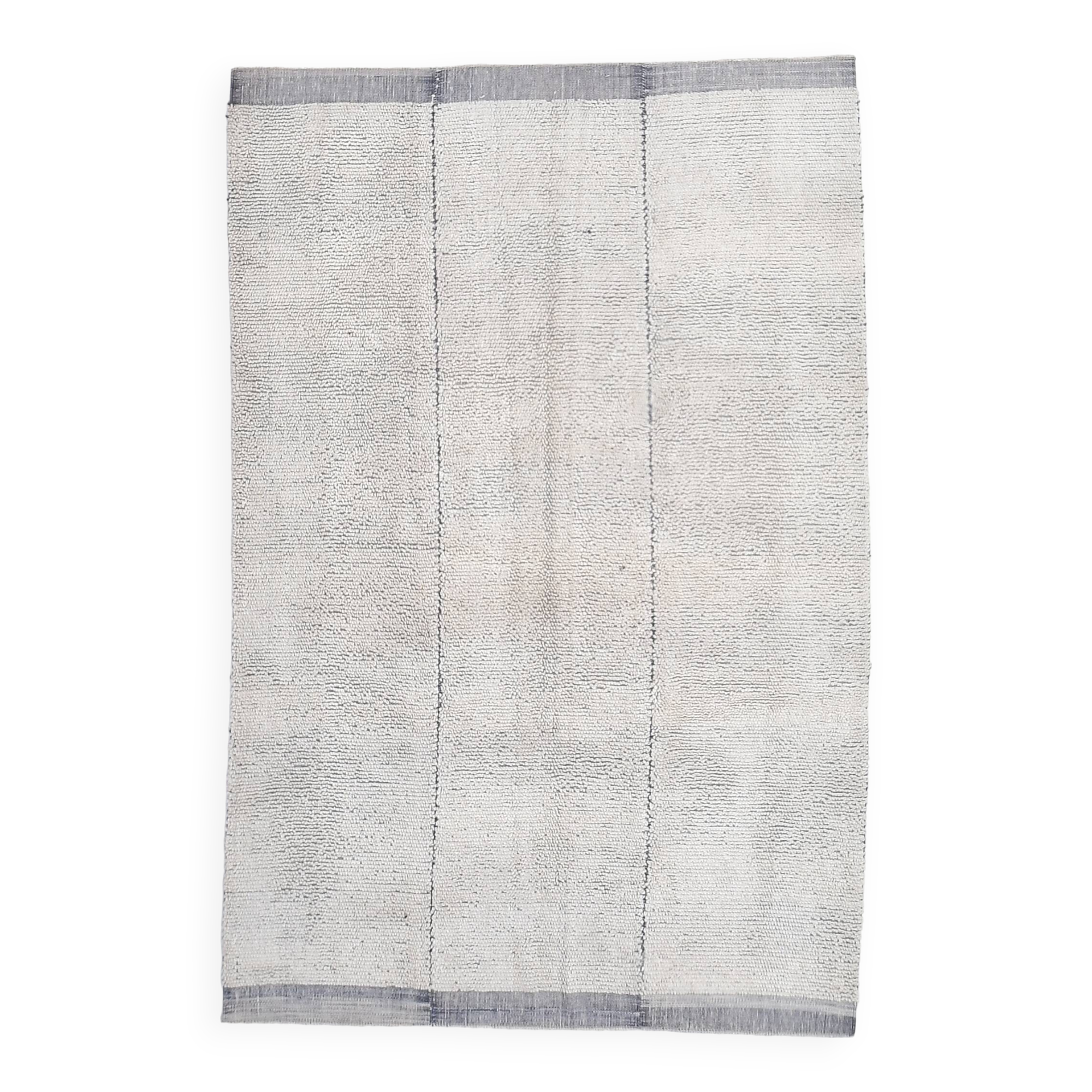 7x10 Light Blue Wool Handmade Woshable Moroccan Rug, 206x304Cm