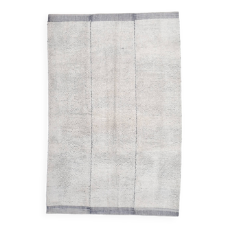 Tapis marocain lavable fait main en laine bleu clair 7x10, 206x304 cm