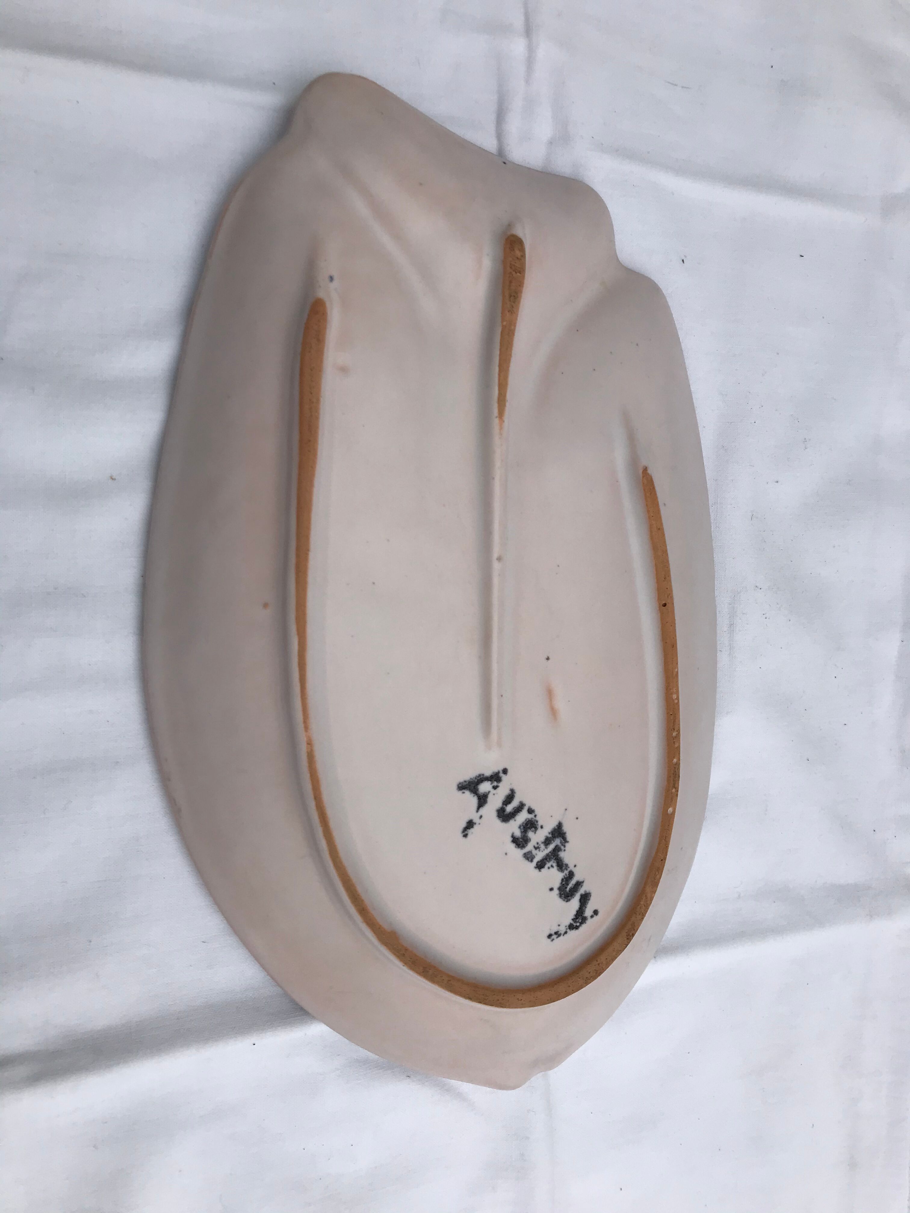 Former plate vallauris ceramics jean austruy shape vintage fish