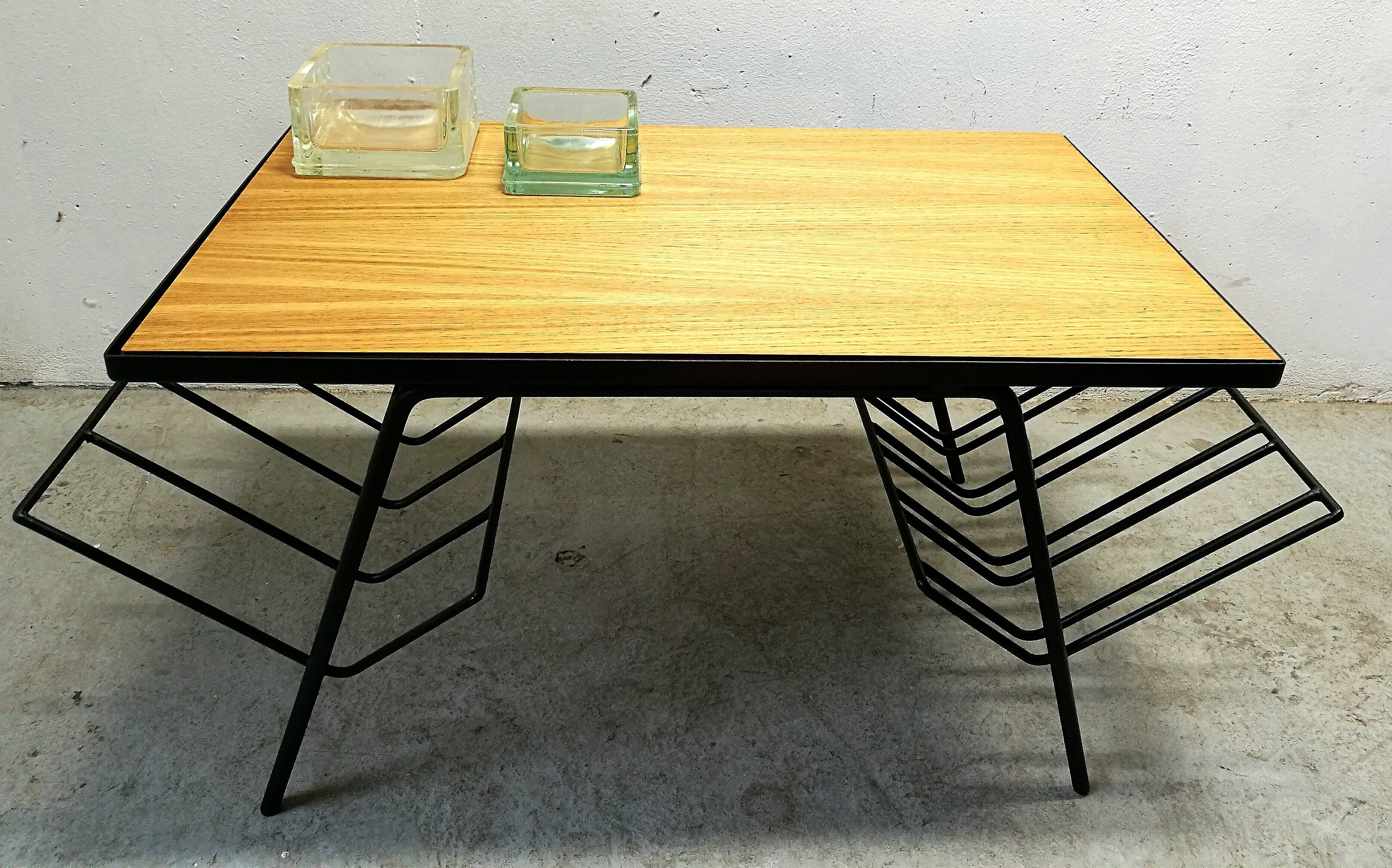 Low table 60s black and wood