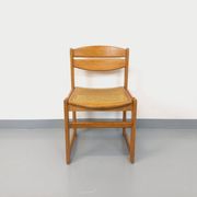 Vintage sleigh chair in beech wood and cane from the 70s and 80s