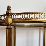 Vintage serving trolley in gilded brass and glass