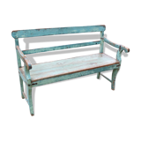 A Gorgeous Antique Green Wooden Indian Bench