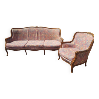 Sofa and its Louis XV bergère armchair