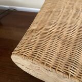 Woven straw and metal basket