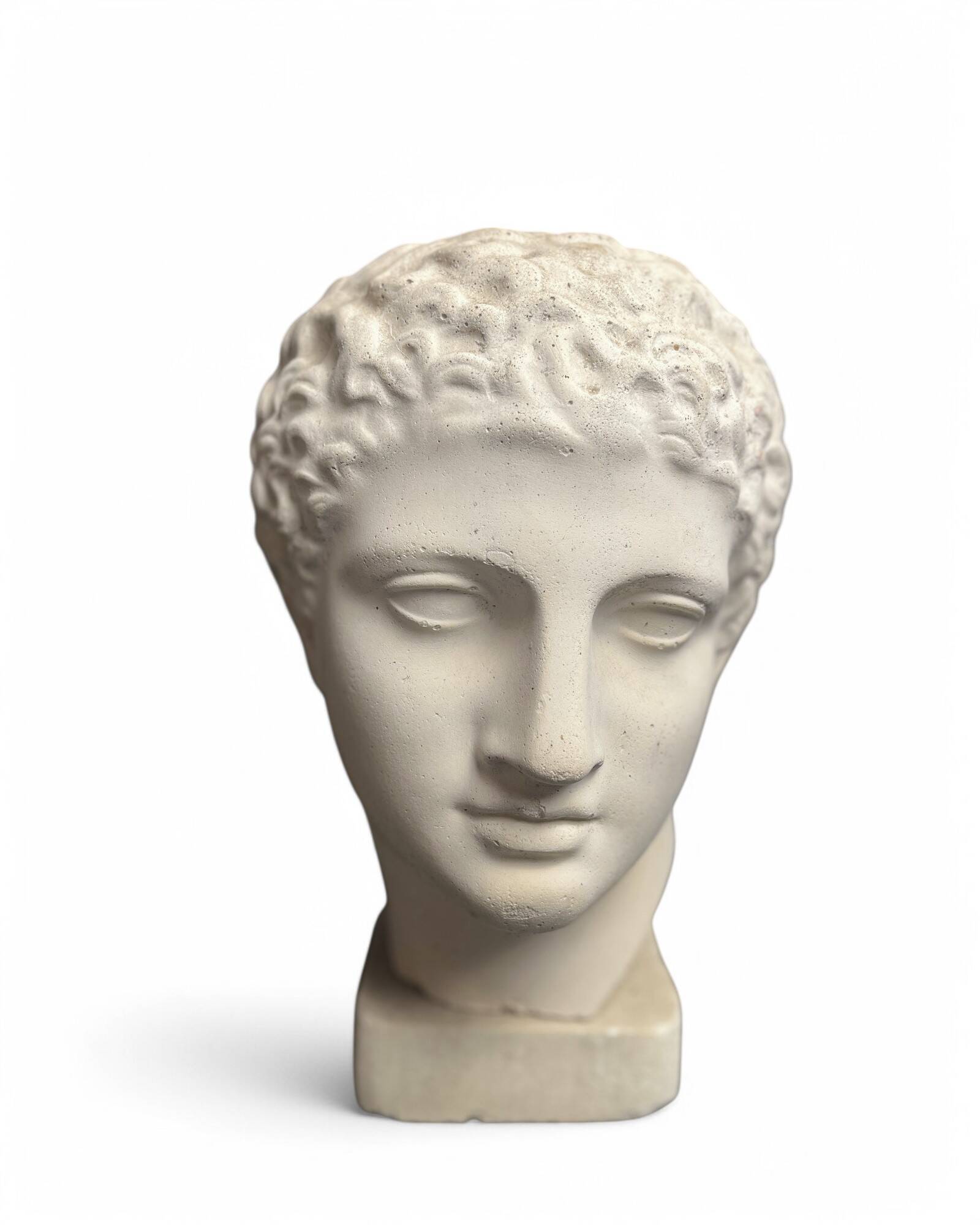 Antique Hermes head sculpture, patinated plaster, mid-20th century