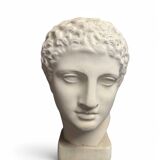 Antique Hermes head sculpture, patinated plaster, mid-20th century